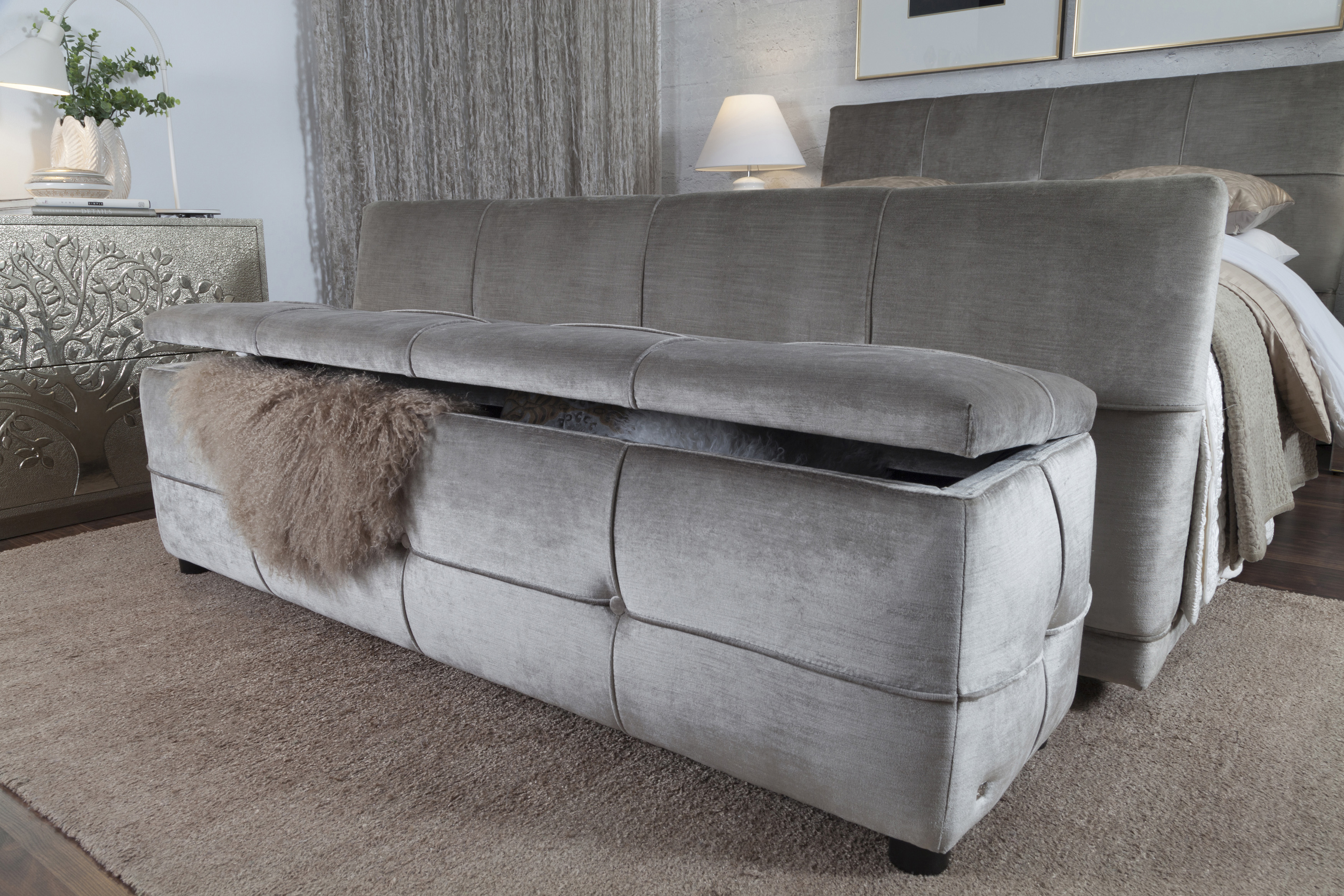 Opulent Gray ottoman available at THE One